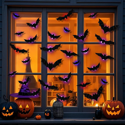 🎃 HOT SALE 50% OFF | 🦇 Spooky 3D Lighted Bats – Transform Your Home into a Haunted Mansion! 👻